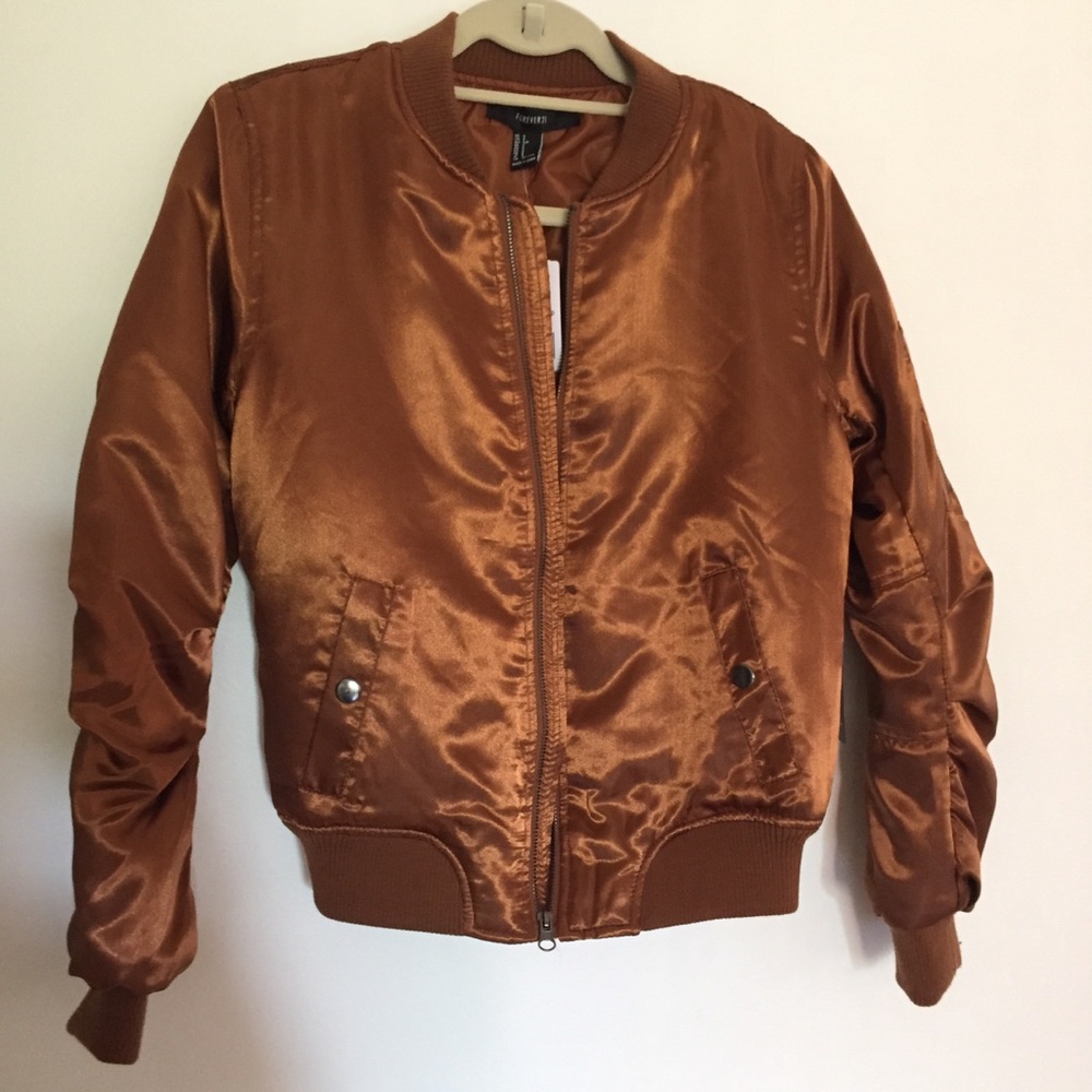 FOREVER 21 Metallic Copper Bomber Jacket